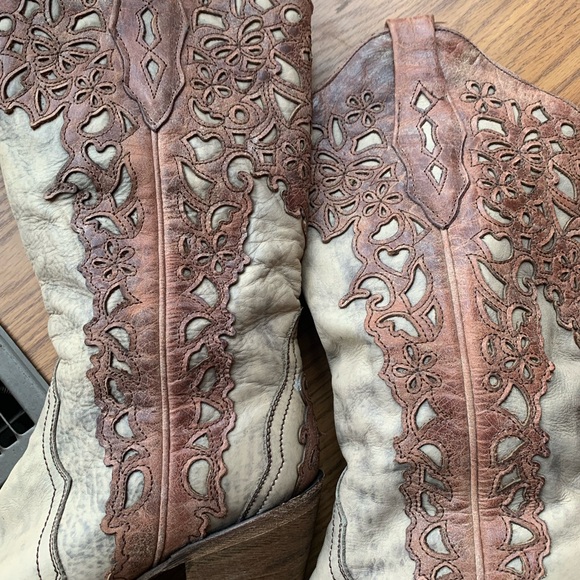 Corral Woman Western Boots Brown Heeled Boots Leather Size 9.5 M Bohemian - Picture 2 of 7